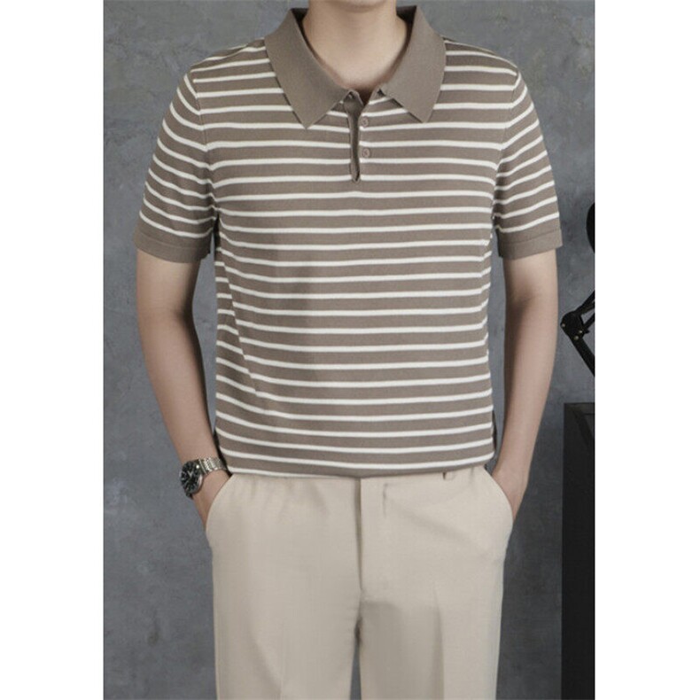 条纹POIO衫男夏季新款宽松休闲短袖上衣高街五分袖体恤M20，男装Polo衫，星座1116A-2（原606A-1）