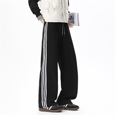 休闲裤男新款宽松直筒运动裤青少年学阔腿卫裤LJ811-p45加绒55，男装休闲裤，星座1008
