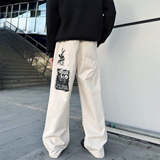 KA303ZZ-特50美式复古嘻哈印花宽松直筒工装裤，男装牛仔裤，星座1007（原301D）