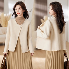 新款纯手工缝制流苏工艺双面羊毛呢西装外套，女装毛呢外套，丝露依尚（原SL）