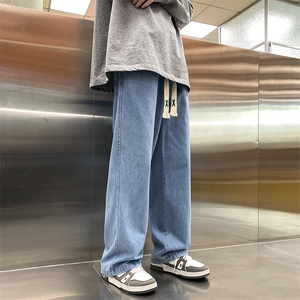 春季直筒宽松纯色休闲阔腿大码牛仔裤男KLY115特批40图片