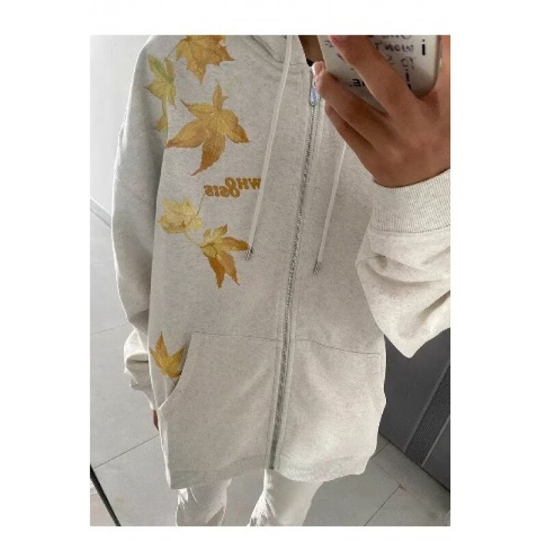 美式复古枫叶刺绣卫衣男女小众设计感休闲潮百搭外套WY05,女装短外套,星座601-1