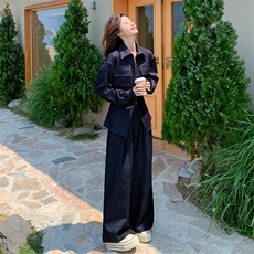 韩系减龄牛仔套装女2025秋季新款时尚气质设计感上衣长裤两件套，女装套装/套裙，2C170