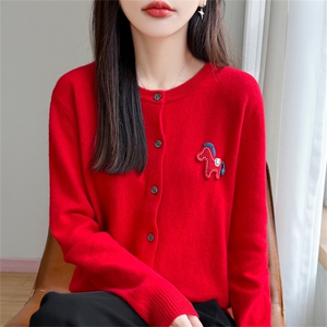 针织开衫女秋冬坑条加厚外套小个子羊毛衫图片