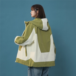 现货 中性 春季宽松拼接夹克潮休闲连帽冲锋衣XZ811A-JK3014-P88图片