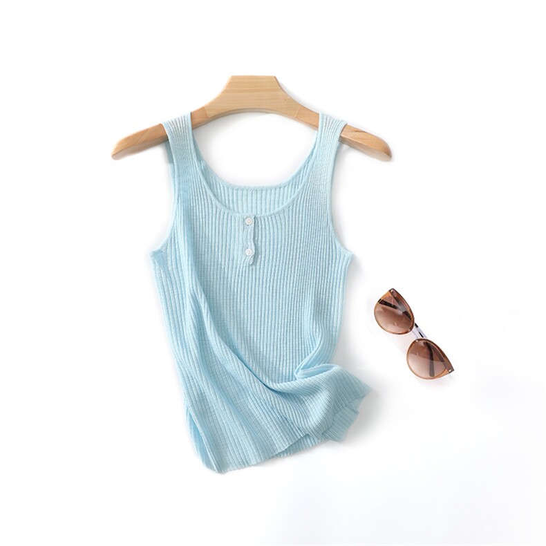 2025年秋季新款竹节麻无袖吊带背心女薄款百搭，女装背心吊带，千御纺羊绒