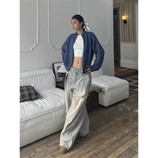 1506/Q95700/P51设计感小众美式褶皱水洗直筒牛仔裤男宽松裤子，男装牛仔裤，星座1506