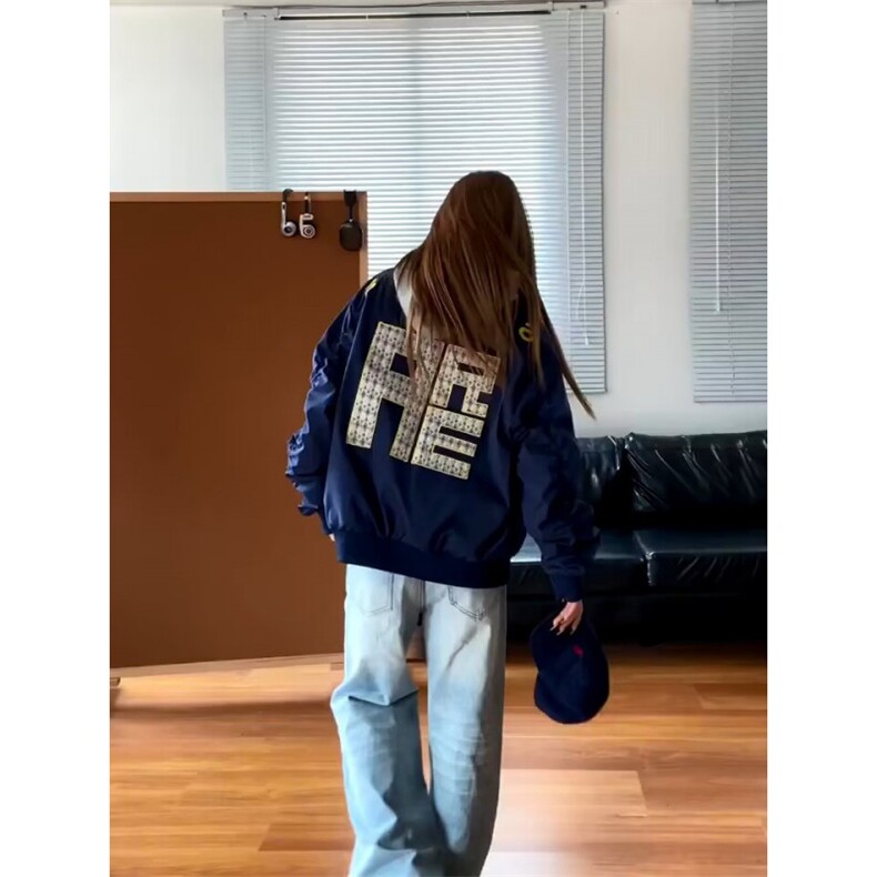 网络图，美式高街刺绣字母飞行棒球服百搭夹克XZ302B-1-JK643P60,男装夹克,星座302B-1