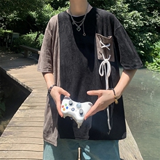 C350-P352024夏季新款不规则百搭短袖拼接撞色设计感T恤男现货，男装T恤，星座512-6