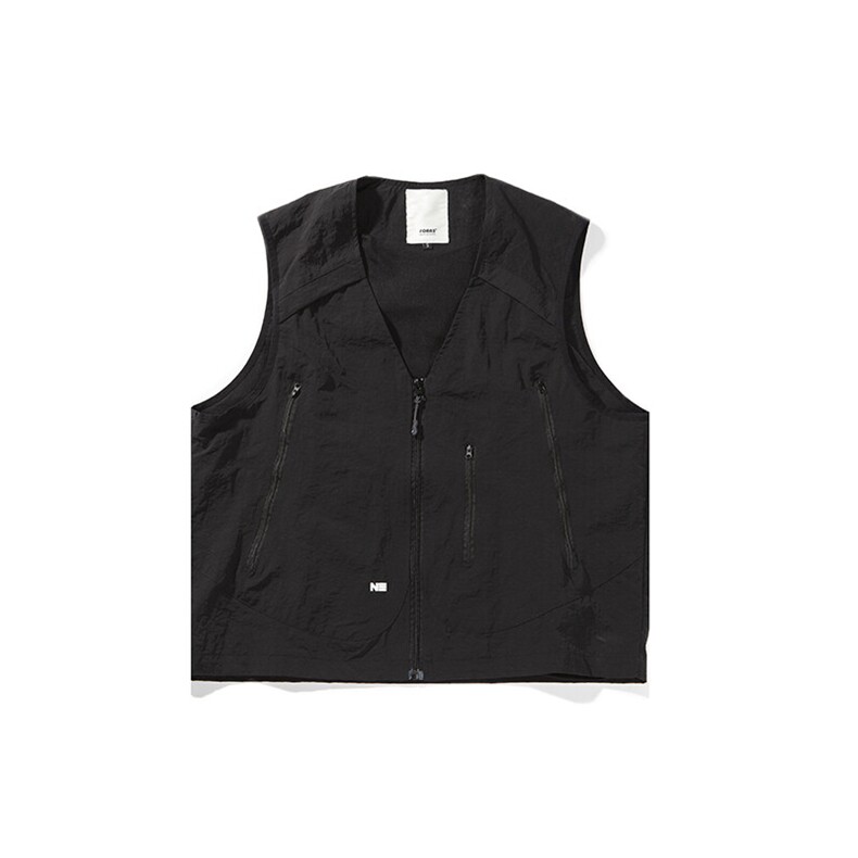 南夏乔装2025春季新款日系纯色拉链装饰V领马甲复古中性工装外套，男装背心/马甲，电商S006（B521）