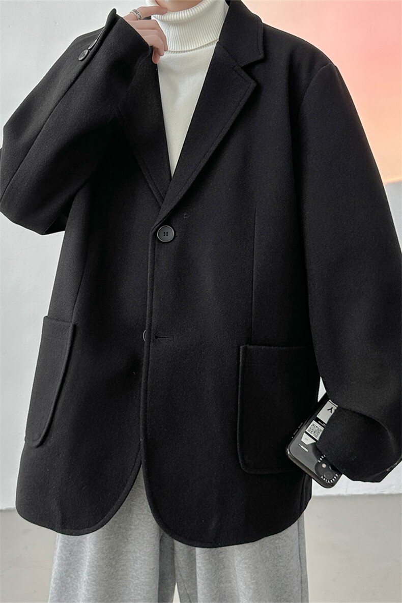 N6169/P95加棉P105冬季新开叉呢料毛呢西服男宽松外套上衣呢大衣,男装西服,电商A141