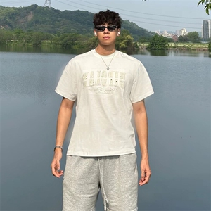 万针全刺绣工艺抖音得物高品质260克重磅纯棉双纱美式高街短袖T恤图片
