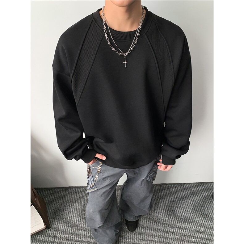 重磅全棉结构款450克拼接卫衣硬挺短宽套头外套男RH5349-P39,女装短外套,星座610B-1