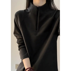 【003】半高领打底衫女春秋T恤女长袖修身拉链A079-WY62-P32，男装T恤，电商A079