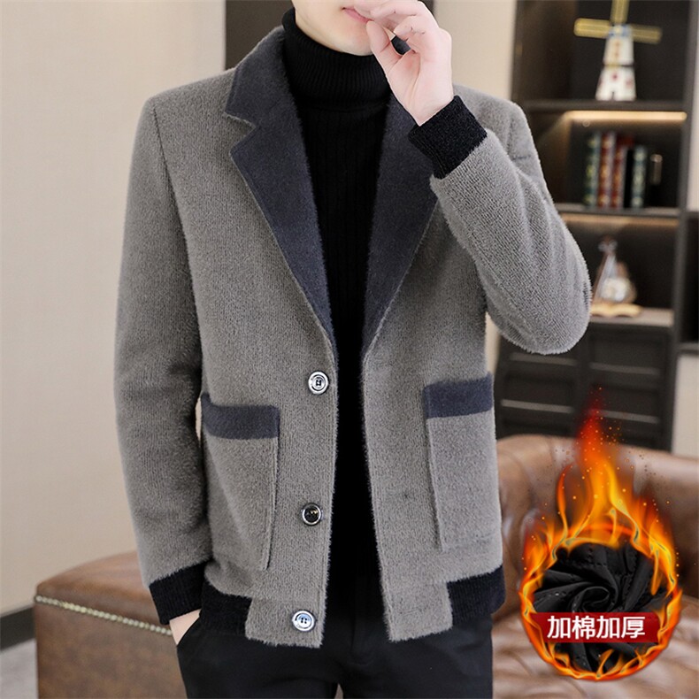 抖音直播高品质短款毛呢大衣加棉西装领夹克外套A55P150，男装毛呢大衣，电商B226