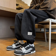 8XL-M痞帅脏脏束脚休闲卫裤男秋冬加绒加厚大码裤子KZ022特价P40，男装休闲裤，电商B312