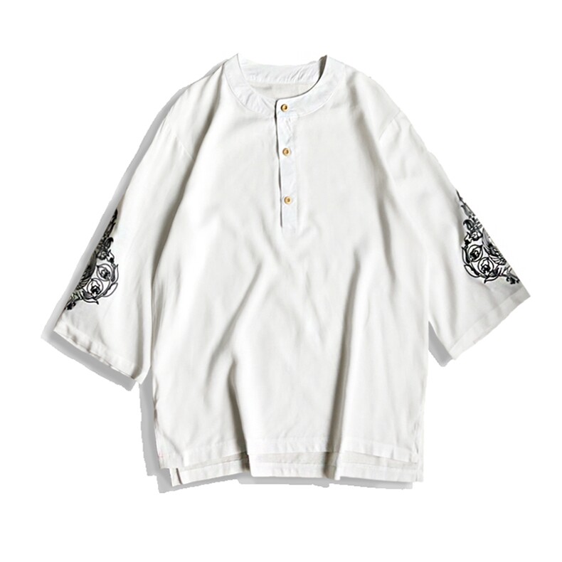 亚麻布夏季中国风汉服衬衫小立领刺绣大码差价QT4029-T2059-P55,男装衬衫,电商A021