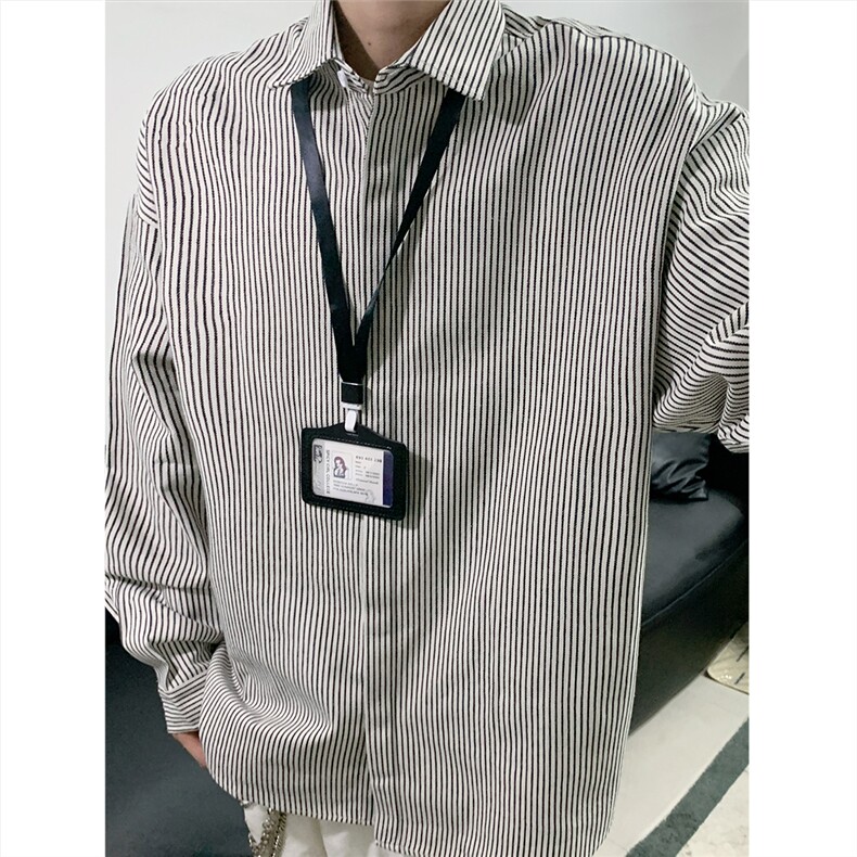 美式黑白条长袖衬衫加厚版本C5889-特P28黑色,男装衬衫,电商A094