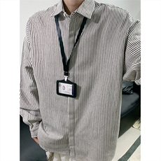 美式黑白条长袖衬衫加厚版本C5889-特P28黑色，男装衬衫，电商A094