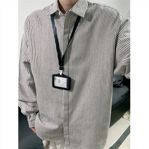 美式黑白条长袖衬衫 加厚版本 C5889-特P28 黑色图片