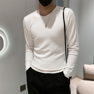 店主风秋冬新款V领套头长袖针织毛衣小伙打底衫301A-1/M55/P45图片