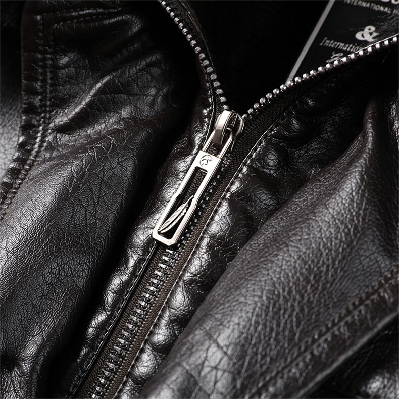 秋季新品休闲皮衣男中年帅气翻领外套加绒加厚上衣QLMP217-P150，男装皮衣，电商B212（原钱塘6029）