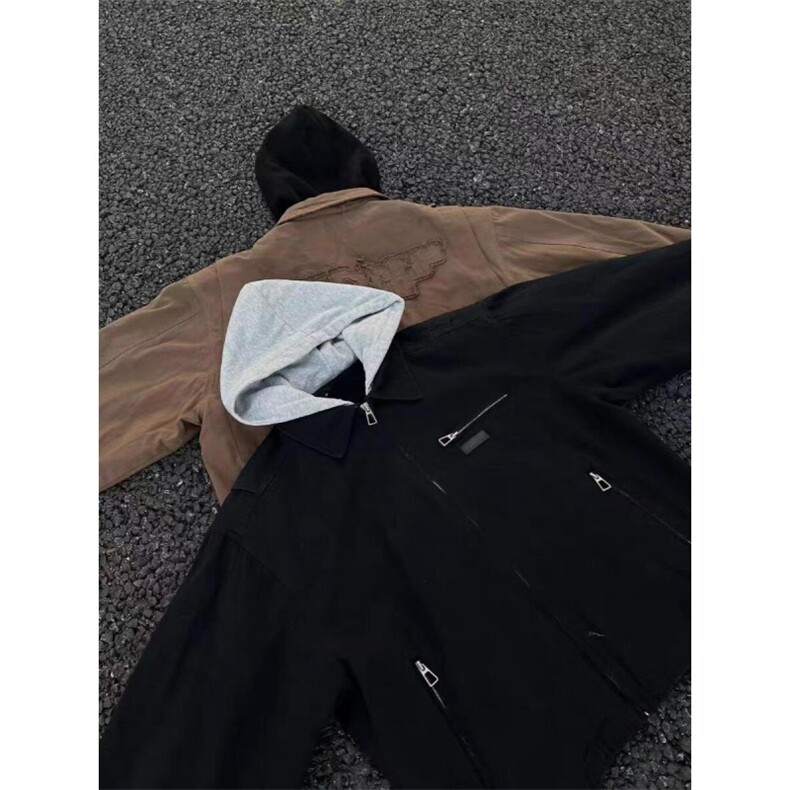 水洗纯棉假两件刺绣假两件外套JK0109-P98图片