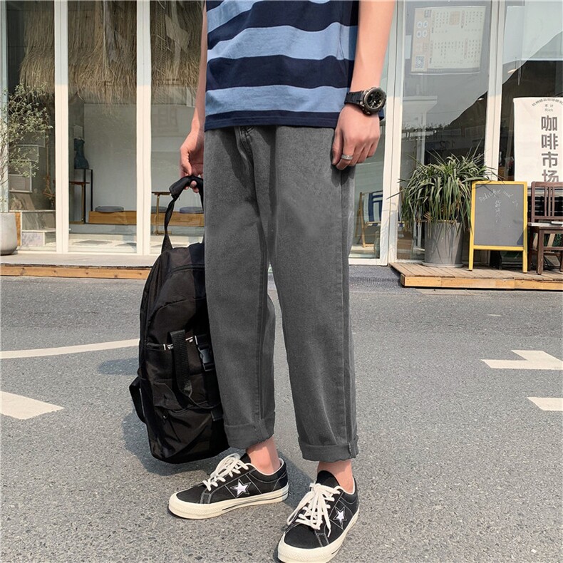 秋季韩版潮流休闲牛仔裤男宽松百搭直筒潮牌坠感老爹裤NK907-p35图片