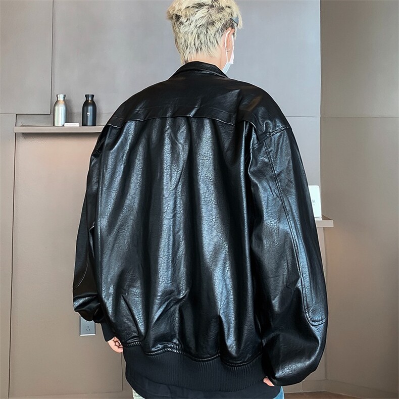 小众机车复古立领设计皮衣夹克男女短款pu皮外套百搭潮,男装夹克,星座1013