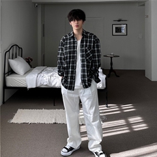 新款男女装格子衬衫春韩系穿搭长袖衬衣设计感宽松外套825P50，男装衬衫，星座710