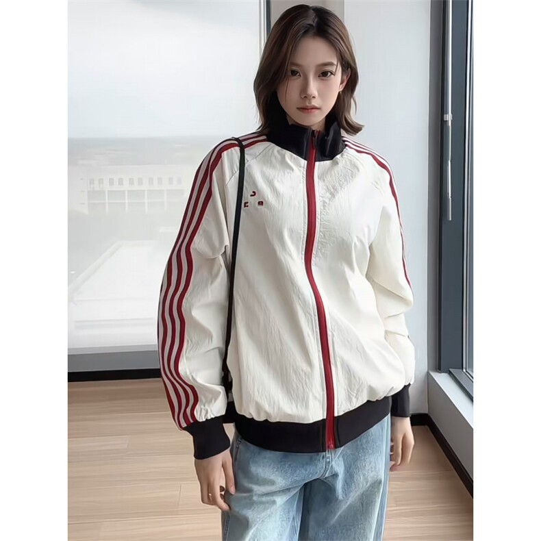 秋季美式休闲运动短款立领外套女宽松廓形撞色简约薄款夹克潮,男装夹克,星座506A