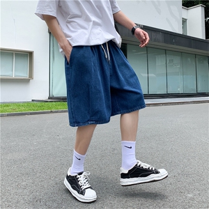 夏季复古直简裤ins高街水洗牛仔短裤百搭阔腿五分裤 K3654-P33图片