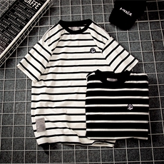 1图案已注册日系休闲情侣大码M-5XL港风短袖T恤男网格7580F35控49，男装T恤，星座226-2