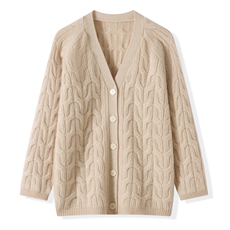 2025秋冬百搭时尚简约中长款v领开衫针织衫，女装羊绒衫，昭美纯山羊绒