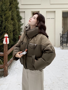 2025年冬季女保暖常规连帽不可拆中古休闲风90白鸭绒羽绒服图片