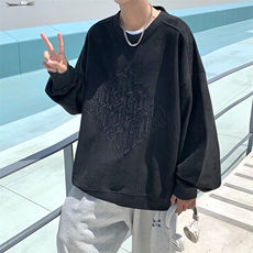 2025秋新款麂皮绒宽松休闲oversize情侣套头卫衣B266-Y601-P60，男装卫衣，星座B257-1