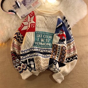 潮牌圆领情侣毛衣ins潮流痞帅宽松秋冬加厚刺绣针织衫男A445-P65图片
