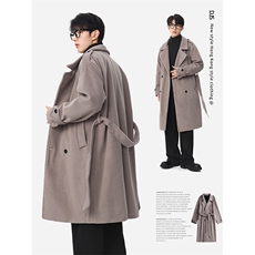 秋冬新款Q2590-TP135198长款毛呢外套韩版青少年翻领大衣男，女装短外套，电商A102