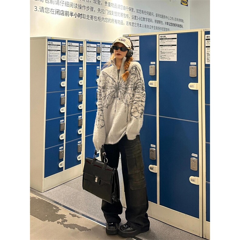 【有货】蝴蝶提花开衫毛衣男慵懒风针织衫外套5505CC-特P60,男装针织衫/毛衣,星座1007（原301D）