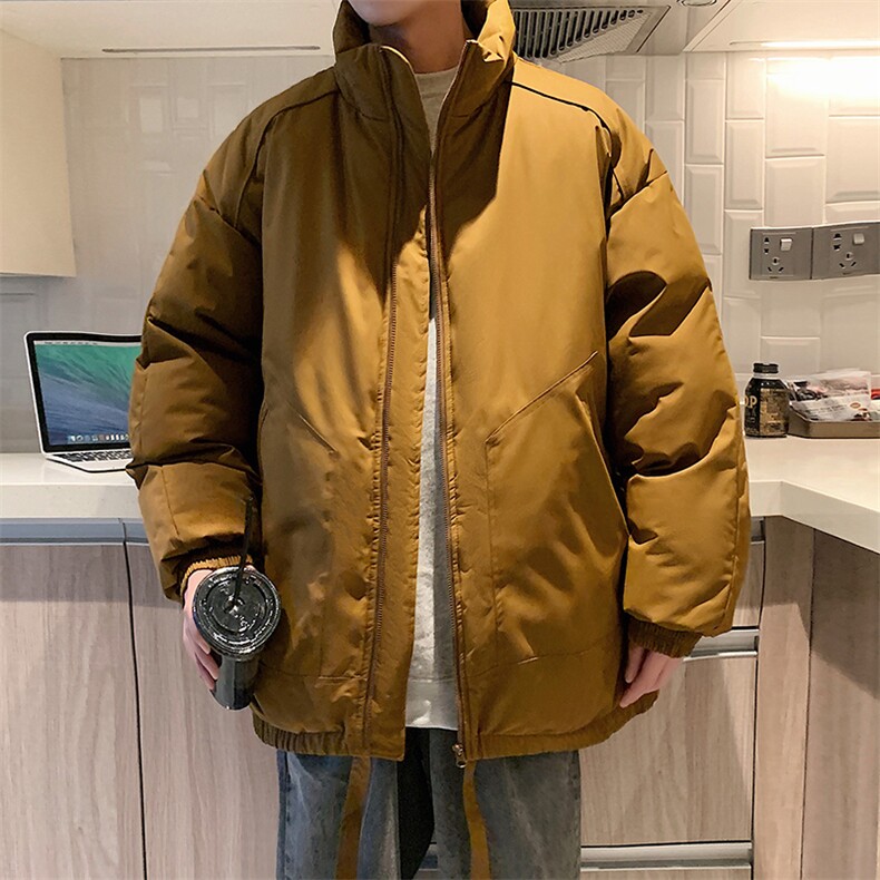 现货冬季美式休闲加厚雪山外套夹克立领纯色三防户外工装棉服,男装夹克,电商A486-1