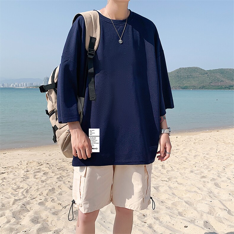 Q11045-P30春夏季七分袖t恤男大码五分袖男短袖中袖,男装T恤,电商A040