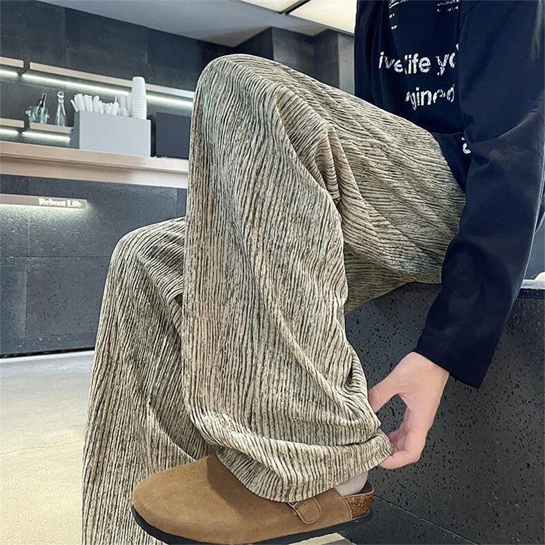 灯芯绒舒适休闲百搭扎染肌理感宽松拖地休闲裤男K24049-特P33控65，男装休闲裤，电商A001