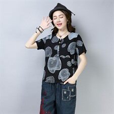 T恤2021年春季短袖宽松百搭舒适气质圆领甜美，女装T恤，小林双子