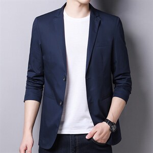 2023秋季新款男士上衣中年商务休闲时尚百搭男装长袖西服外套图片