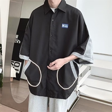 男士翻领外套大码春夏季男新款潮牌休闲宽松加肥加大外套，女装短外套，星座410-7