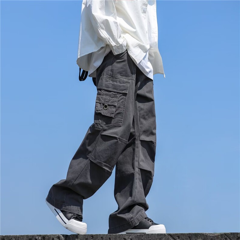 新款直筒休闲工装裤男士宽松复古休闲百搭青少年长裤,男装工装外套,星座410-7