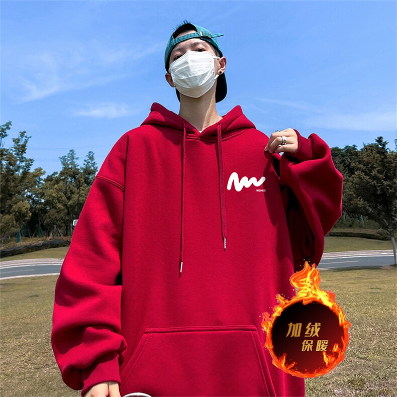 龙年新年卫衣冬季美式加绒加厚连帽卫衣外套DL1810特P35加绒特40,男装卫衣,电商A486