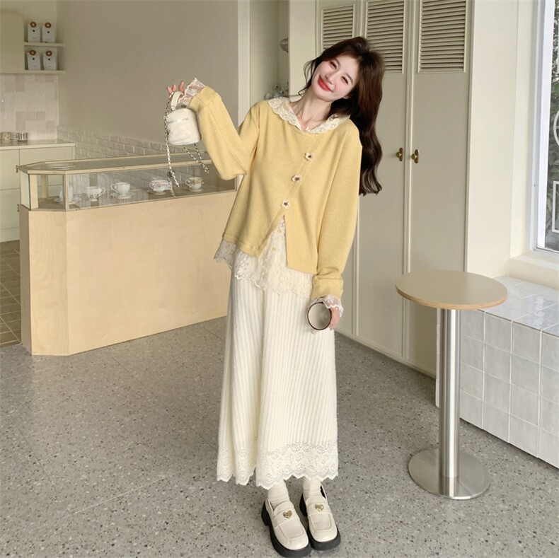 新款大货已出针织上衣2件套半裙套装607-p175-k279,女装套装/套裙,2C062