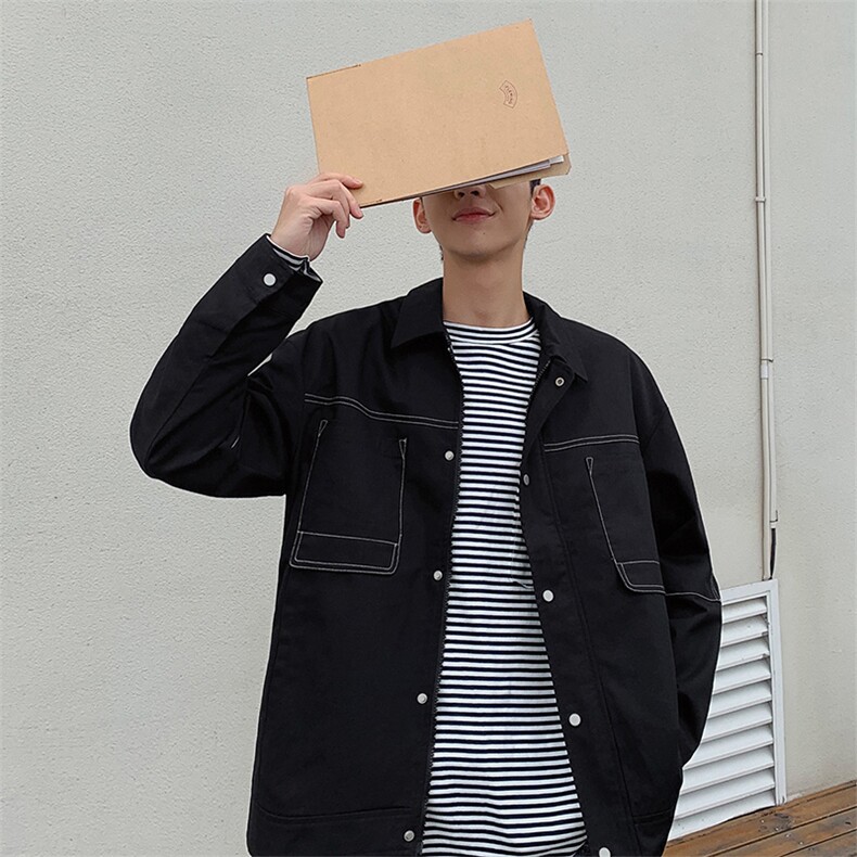 港风宽松日系简约20春秋新款工装夹克男情侣外套DS484T,男装夹克,电商A102