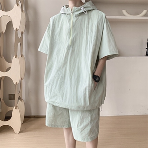 8XL-M休闲运动套装大码工装短袖冰丝薄款连帽户外防晒衣TZ1701P68图片